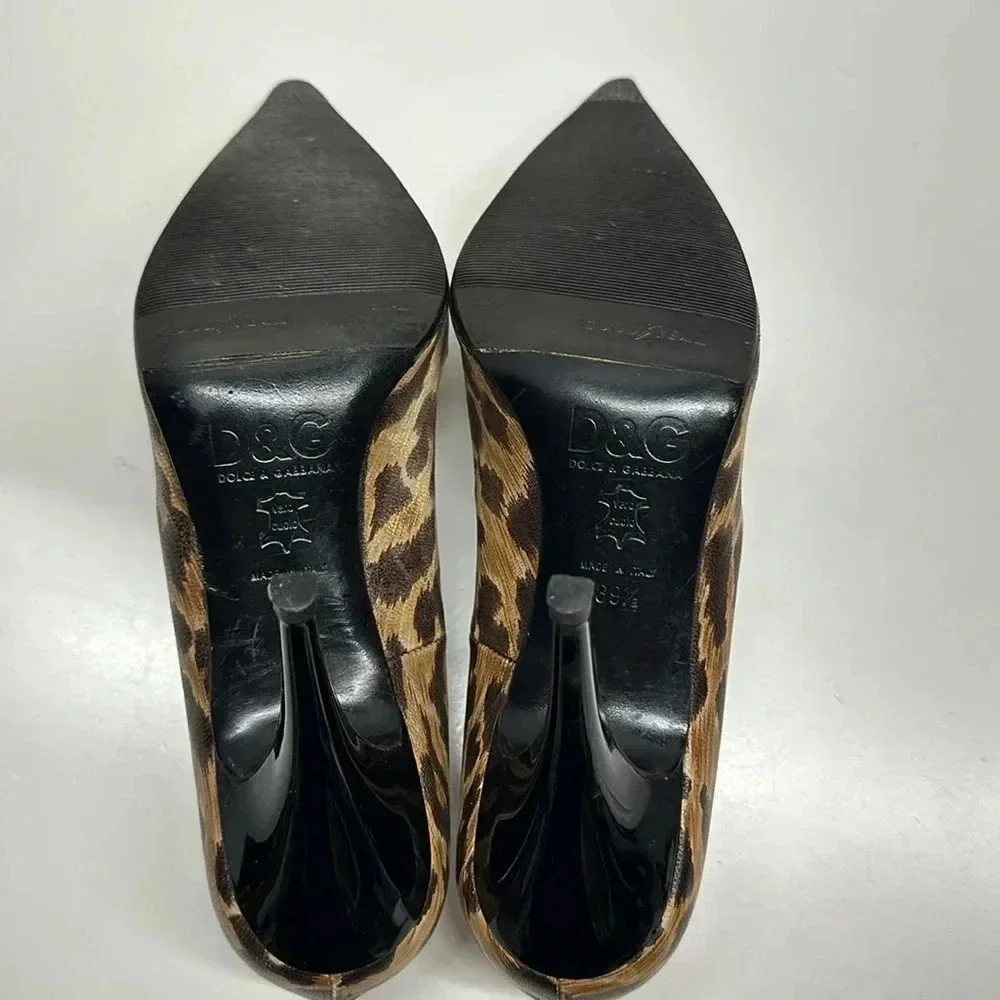 Dolce & Gabanna High Heel Shoes Pumps Cheetah Animal Print Brown Size 39.5 9.5 - Picture 11 of 13